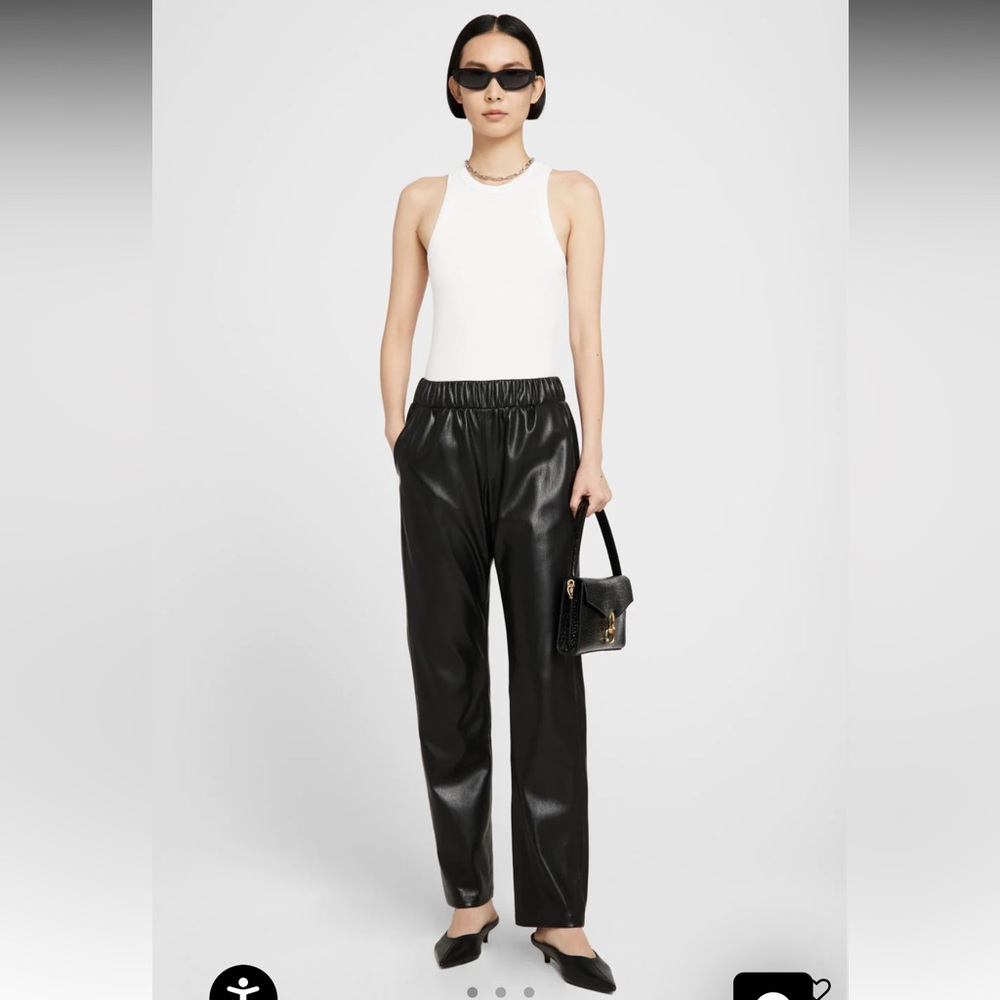 Anine Bing Colton track pant black faux leather